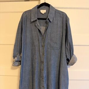 Caslon Chambray Shirt Dress: Size L